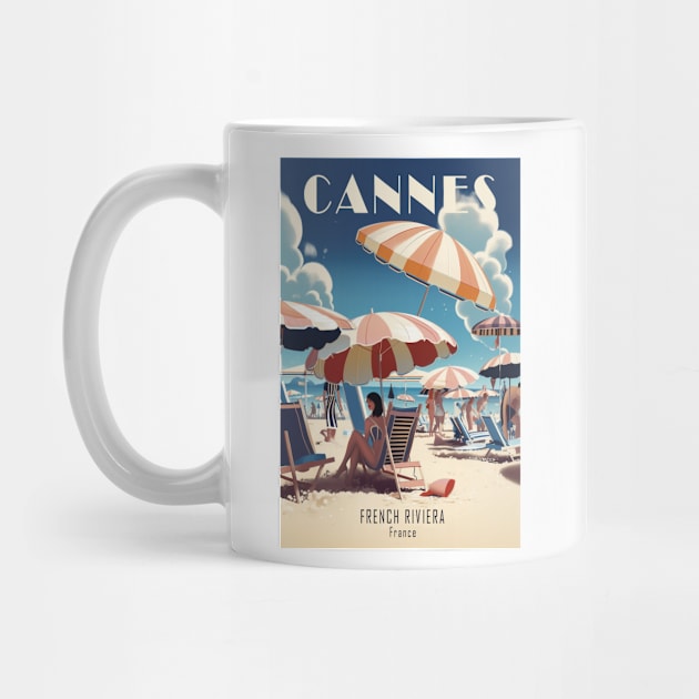 Cannes France, Vintage Travel Poster by GreenMary Design